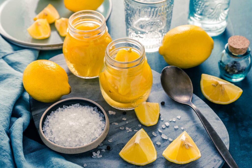 Die Herstellung von Salzzitronen; Zitronen einlegen